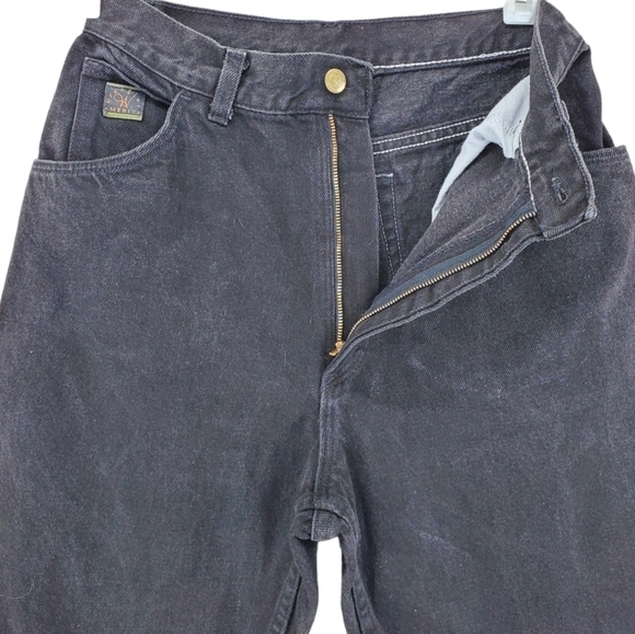 Vtg Wrangler Black Denim Jeans High Waist Tapered Leg Wmns 12 Petite 26x29.5 USA - Picture 3 of 9